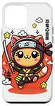 Coque pour iPhone 12 mini Kawaii Ninja Cat Warrior Mignon Samourai Style Cartoon