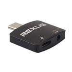 Universal Type-C to 3.5mm jack aux audio plus Type-C adapter - Black