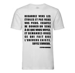 T-Shirt Homme Col Rond Citations Célèbres Stephen Hawking Regardez Les Étoiles Pas Vos Pieds Soyez Curieux