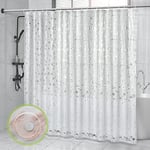 OTraki Rideau de Douche Transparent Anti Moisissure Rideau Douche 240x200 Imperméable Rideau de Baignoire Lavable EVA Rideau de Bain 3D Modèle de Bague Rideau de Salle de Bain avec 16 Crochets