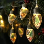 6.6FT Christmas Vintage Decor String Light - 10LED Snow Globe Bulbs St 2 PC