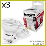 Energizer GU10 LED Bulbs 3.1W=35W Spotlight Downlight Lamps Warm White Pack of 3