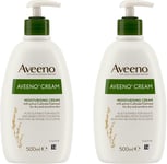 Aveeno Cream 500ml Daily Moisturiser With Pump Pack Of 2 For Dry Sensitive Skin