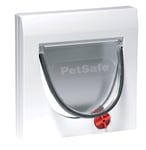 PetSafe Chatière Classique Staywell 4 options de fermeture Manuel - fermeture magnétique, pour bois, verre, PVC, murs de briques, assemblage facile, résistant aux intempéries, sans tunnel, blanc