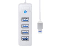 Orico Usb-Adapter Hub Till 4X Usb 3.0 Orico, 5 Gbps, 0,15M (Vit)