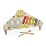 Janod - Table Musicale en Bois Sunshine - Instrument de Musique Enfant - Jouet d'Imitation et d'Éveil Musical - Peinture à l'Eau - Dès 12 Mois, J07616