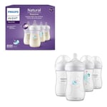 Philips Avent Natural Response - Coffret cadeau : 4 biberons Natural Response 260 ml avec tétines T3 (1 mois et plus) (modèle SCY903/61)