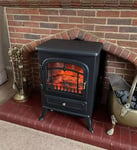 Freestanding Electric Fireplace Vintage Style Fire Stove Log Burn Flame Heater