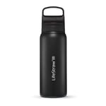 LifeStraw Go Series — Insulated Stainless Steel Water Filter Bottle for Travel and Everyday Use Removes Bacteria, Parasites and Microplastics, Improves Taste, 24oz Nordic Noir