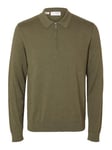 SELETED HOMME Men's Slhberg Ls Half Zip Polo Noos Pullover Sweater, Kalamata, Detail: Melange, L