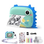 HiMont Kids Camera Instant Print, Digital Camera for Kids with No Ink Print Paper & 32G TF Card, Selfie Video Camera with Color Pens for DIY, Fun Gift for Girls Boys 3-14 Years Old (Blue)