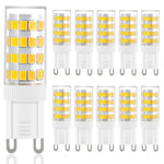 G9 LED-lampor Varmvitt, 5W, 500LM, 3000K, Ersättning 40W G9 Halogenlampa, Flimmerfri Ej Dimbar för Belysningsdekor, Krona, 10-pack