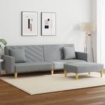 Canapé-lit à 2 places avec oreillers et repose-pied gris clair