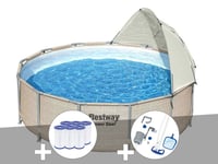 Kit piscine tubulaire ronde Bestway Power Steel 3,96 x 1,07 m + 6 cartouches de filtration + Kit d'entretien Deluxe