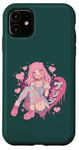 Coque pour iPhone 11 Anime Cat Girl Manga Hearts Kawaii Cute Holiday Valentines