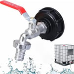 Robinet Cuve 1000L Robinet Recuperateur Eau De Pluie, Adaptateur De Réservoir d'eau IBC 1/2 Double Robinet Recuperateur Eau De Pluie,Robinet en Matériau en alliage Fabriqué en PP Filetage Gros.Gu.B/b,