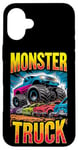 iPhone 16 Plus Monster Truck Crushing Cars Art for Monster Truck Lovers Case