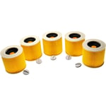 Vhbw - Lot de 5x filtres à cartouche compatible avec Kärcher wd 3, wd 3.200, wd 2500 m aspirateur à sec ou humide - Filtre plissé, jaune