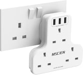 Mscien Plug Extension with USB, 3 Way Adapter Multi Adaptor... 