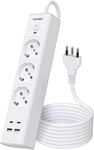 Multiprise Électrique Avec 3 Prises Universelles Ita 10/16A Et Schuko Et 2 Usb C Et 2 Usb A, Prise Italienne 4000W/16A, Multiprise Avec Interrupteur, Câble 2M (Equipé De 2 Pinces E[MUL212619]