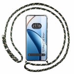 Tumundosmartphone Étui à pendentif transparent pour Realme 12 Pro 5G / 12 Pro Plus 5G avec cordon vert/doré