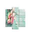 Homemania Tableau Fleurs - 3 Pieces - Nature - pour Salon, Chambre - Multicouleur en MDF, 57 X 0,3 X 60cm - HM203MDF236