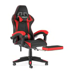 Bigzzia - Fauteuil de Bureau Siège de bureau Réglable - Chaise gaming avec Appui-tête et Support lombaire, 136kg, Noir et Rouge