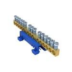 Morek - Bornier de neutre IP00 bleu 14 bornes pour câble de 1,5 à 16mm² - rail din
