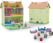 Peppa Pig Maison En Bois 2 Étages Avec Grenier Et Jardin-Maison Portable Avec Décoration Dans La Maison Peppa-Comprend 7 Accessoires Et 4 Personnages-Taille 39 X 34,5 X 18 (Deqube 913D00073)