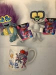 2 BNWT 6.5” Dreamworks TROLL Plush Keyrings & Mug Tiny DIAMOND & blue w purple