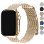 Fullmosa Compatible with Apple Watch Straps 46mm 45mm 49mm 44mm 42mm, Magnetic Milanese Loop Replacement for Women Men for Series 10 9 8 SE2 7 6 SE 5 4 3 2 1 Ultra 2 1, Gold