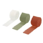 3 Rolls Chiffon Ribbon 1-1/2" 10Yard Cream/Sage Green/Coffer