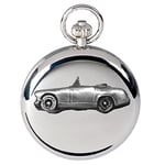 Classic car Healey Sprite Mk2 ref17 Pewter Effect Design on a Polished Silver case Men's Gift Quartz Pocket Watch fob