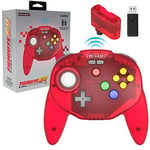 Retro-Bit Tribute64 2.4Ghz Wireless Controller For N64, Switch, PC, Mac and Other USB Devices - Clear Red (Nintendo Switch//)