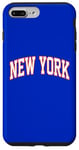 Coque pour iPhone 7 Plus/8 Plus Retro New York Hommes NY Bleu Orange Femmes Vintage NY Blanc Tee