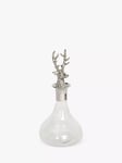 Culinary Concepts Glass Decanter with Stag Head Stopper, 1.25L, Silver/Clear