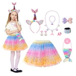 ACWOO Déguisement de Sirène pour fille, Robes Princesse Fille avec set de Bracelet Collier de Sirène Kit, pour Enfants, Halloween Fête de Déguisement Fournitures, Cosplay D'anniversaire (2-6 âge)