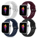 Runostrich Sport Band Compatible with Apple Watch Band 44mm 42mm, Soft Silicone Replacement Breathable Strap Compatible iWatch SE Series 6 5 4 3 2 1 (42mm/44mm, Black+Dark Blue+Dark Red+White)