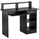 Yaheetech - Bureau Noir pour Ordinateur pc Bureau Informatique 106 x 50 x 94 cm avec Porte Clavier Coulissant Tiroir et 2 étagères Table de Bureau