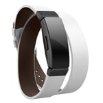 Fitbit Inspire / Inspire HR äkta läder klockband - Vit / Svart Spänne