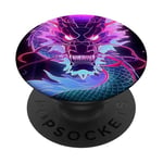 Cyber Dragon fluo PopSockets PopGrip Adhésif