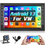 [1G+32G]Hikity Autoradio Android13 pour VW T5 Golf 4 B-ora MK5 MK6 Passat B5 Jetta T5 EOS Polo 7 Pouces Radio Voiture Android 2 Din avce GPS Navi WiFi Bluetooth Mirror Link FM 2USB MIC Caméra de Recul