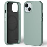 MOFT Etui Magnétique pour iPhone 15 Compatible avec MagSafe, MOVAS Etui Téléphone en Cuir Végétalien, Sensation Tactile, Résistant aux Rayures et aux Taches, Facile à Nettoyer, Vert Lac