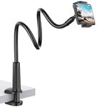 Gooseneck Phone Holder, Flexible Cell Phone Holder for Bed Lazy Arm Mount 360 Adjustable Phone Stand Clamp Bracket for iPhone Samsung, 4-6.5" Devices