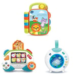 VTech - Livre à Comptines des P'tits Loulous avec Poignée de Transport + Baby Console des Découvertes + Lumi Veilleuse Nuit Enchantée Bleue