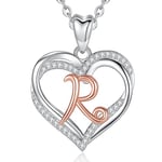 INFUSEU R Collier Initial Coeur, Lettre Bijoux Zircone Cubique Pour Femmes Femme Maman Ami SœUr Anniversaire Cadeaux Romantiques, Chaîne De 20 Pouces