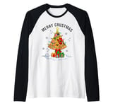 Funny Pizza on Earth Christmas Tree Merry Crust-mas Pizzamas Raglan Baseball Tee