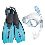 SEAC Set Sprint Dry, Ensemble de Snorkeling pour Adultes et Enfants avec Palmes à Sangles réglables, Masque de plongée et Tuba avec Dry Top