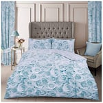 GC GAVENO CAVAILIA Parure de lit réversible avec Housse de Couette pour lit Double Motif Floral Bleu Canard