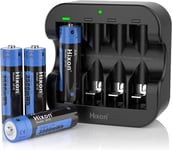 AA rechargeable batteries with charger,Hixon 1.5V AA Batteries 4x3500mWh AA 2A